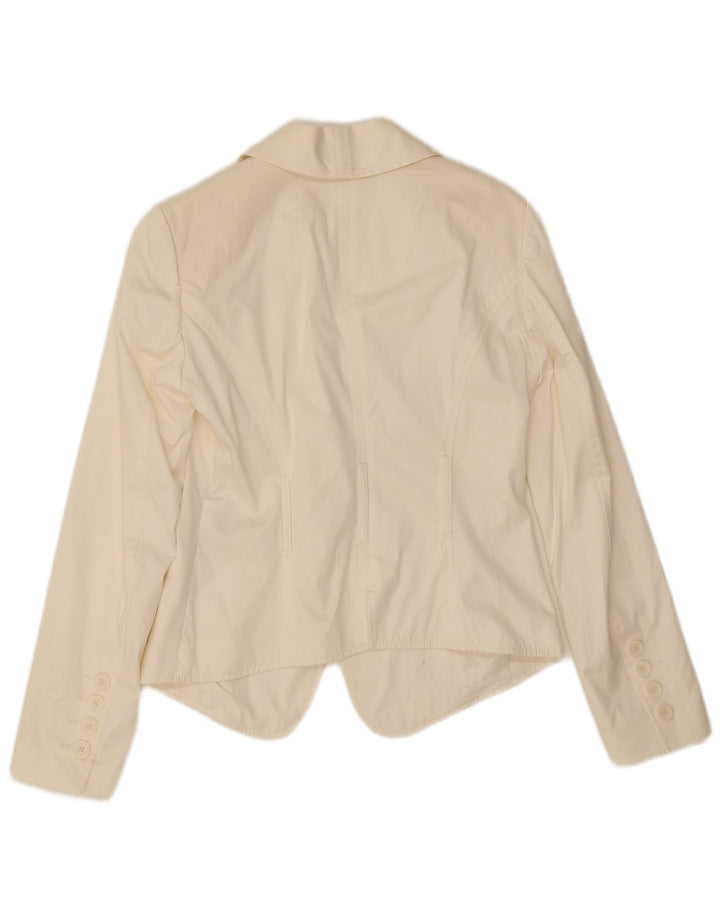 Germano Zama Womens 1 Button Blazer Jacket UK 8 Small White Cotton