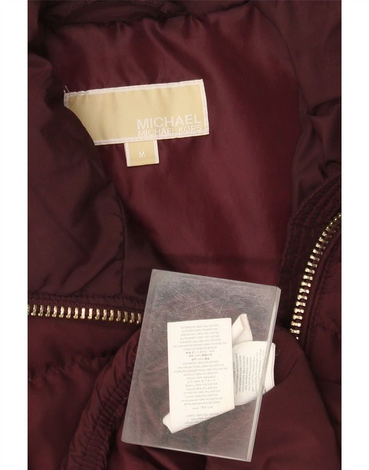 Michael Kors Womens Crop Padded Jacket UK 14 Medium Burgundy Polyester