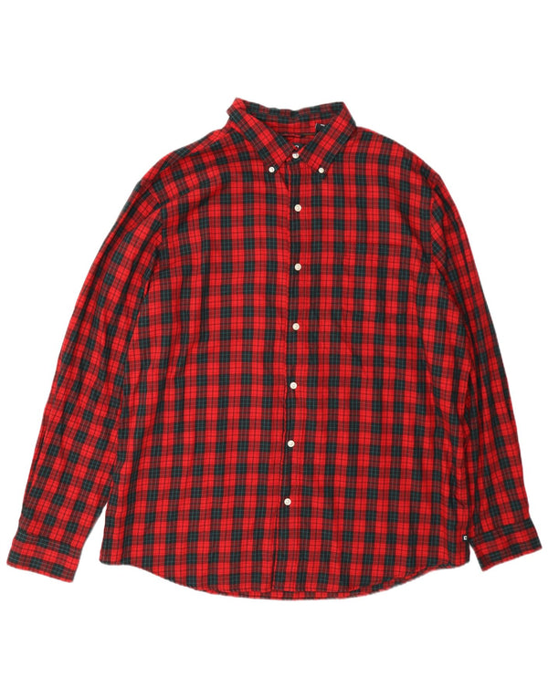 Chaps Mens Flannel Shirt 2XL Red Check Cotton