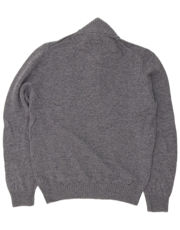 Marks & Spencer Mens Zip Neck Jumper Sweater Medium Grey Lambswool