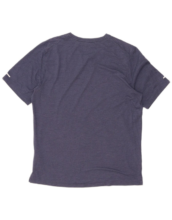 Nike Mens Dri Fit T-Shirt Top Medium Navy Blue Pinstripe Polyester