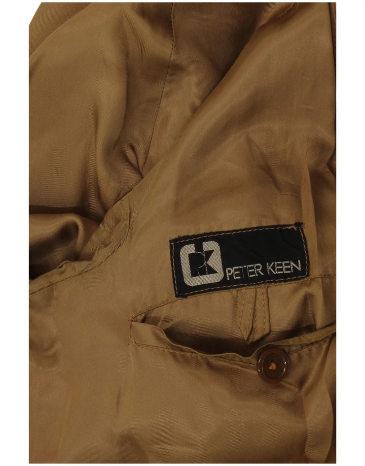 PETER KEEN Mens Suede Bomber Jacket UK 36 Small Brown Leather
