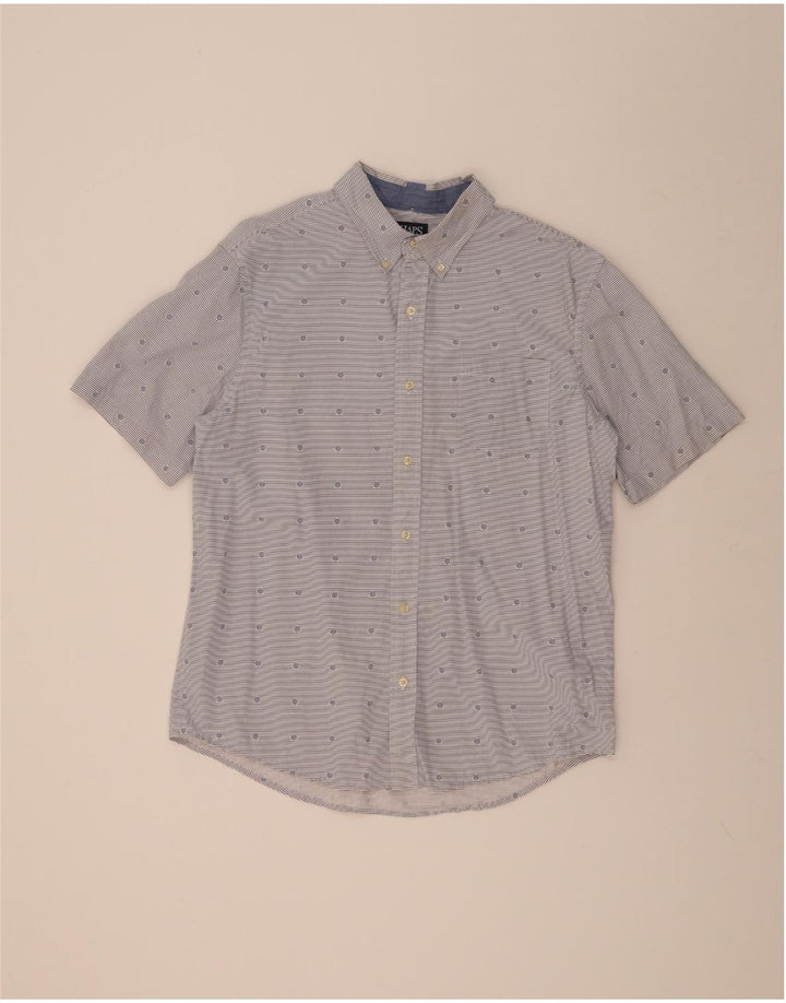 Chaps Mens Short Sleeve Shirt Large Blue Striped Cotton Nautical