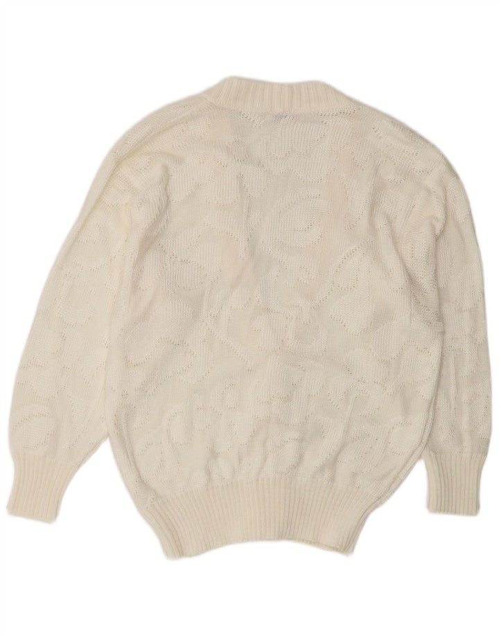 Vintage Womens Cardigan Sweater IT 46 Large White Acrylic