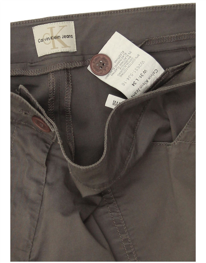 Calvin Klein Womens Bootcut Casual Trousers W31 L31 Grey Cotton