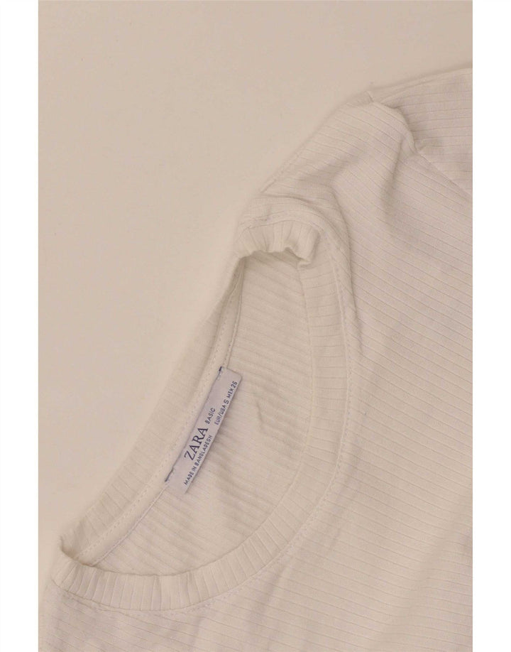 Zara Womens Crop Top Long Sleeve UK 8 Small White