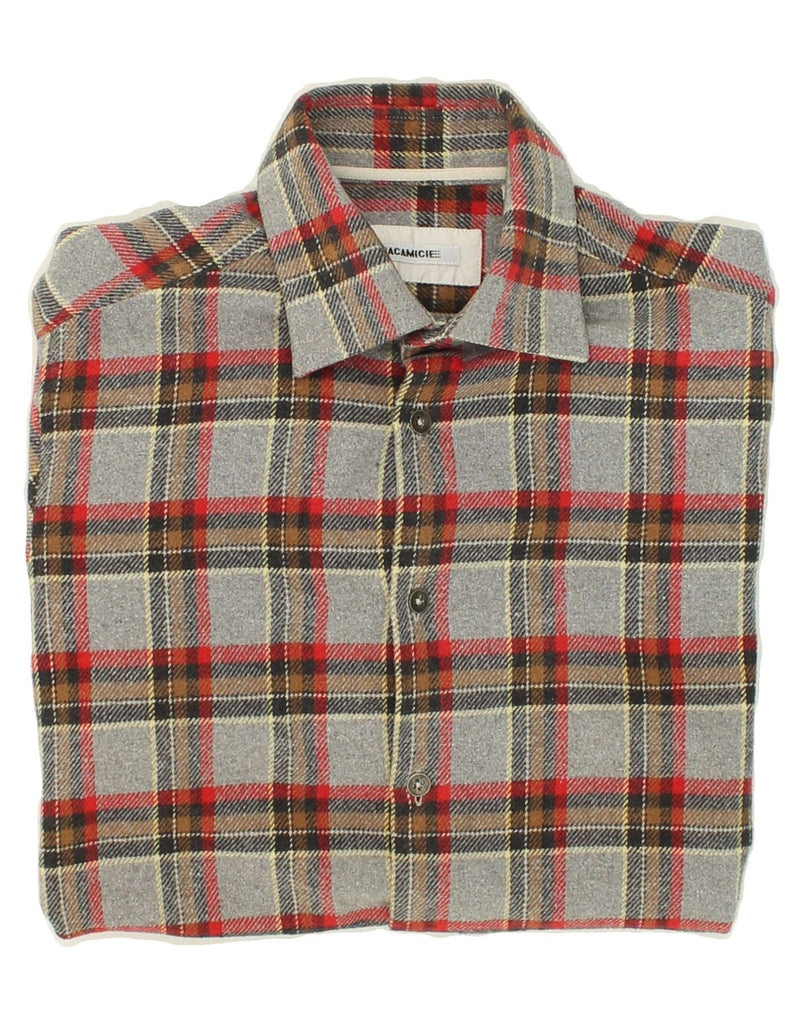 NARACAMICEE Mens Flannel Shirt Medium Grey Check Cotton | Vintage Naracamicee | Thrift | Second-Hand Naracamicee | Used Clothing | Messina Hembry 