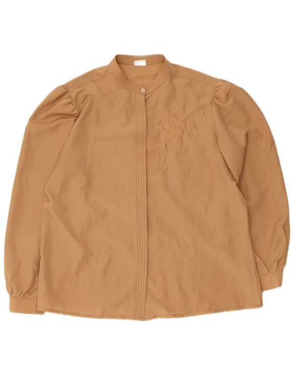 Vintage Womens Shirt Blouse UK 18 XL Brown Floral