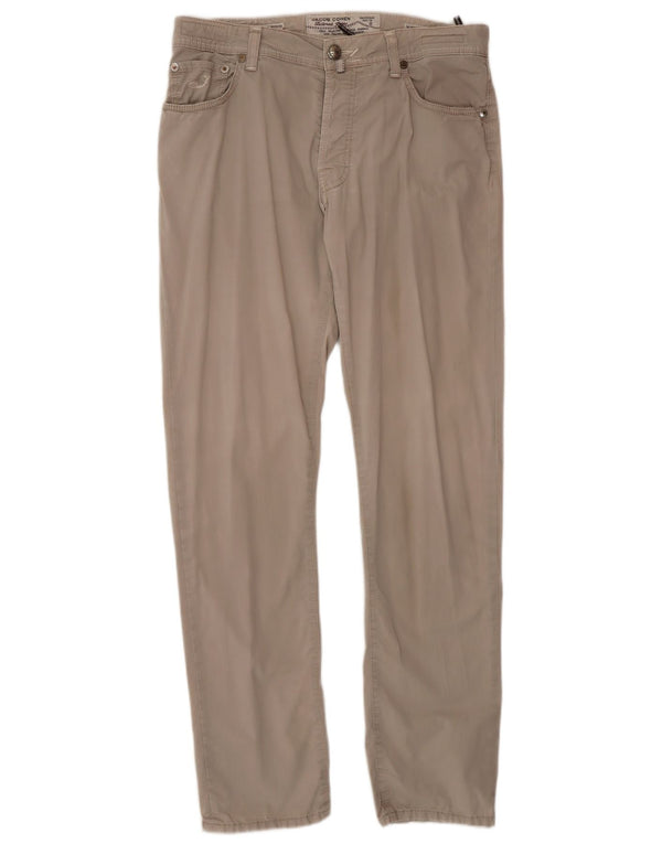 Jacob Cohen Mens Slim Casual Trousers W35 L35 Beige Cotton