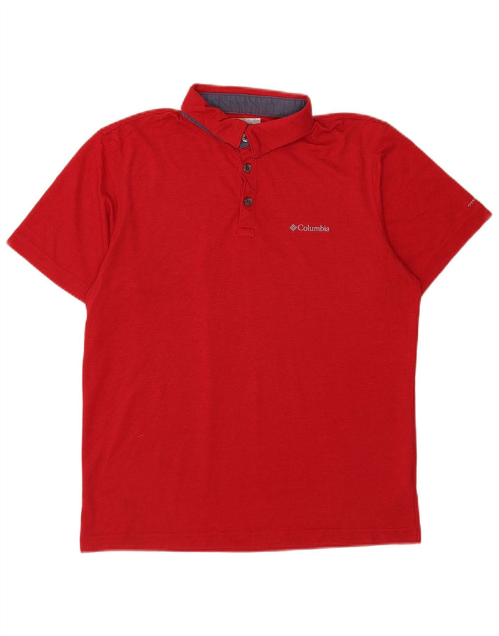 Columbia Mens Omni-Wick Polo Shirt Medium Red Pinstripe Polyester