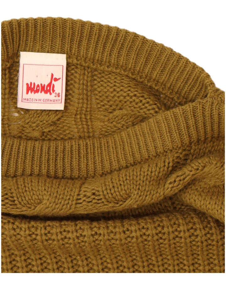 MONDI Womens Oversized Boat Neck Jumper Sweater EU 36 Small Khaki Wool