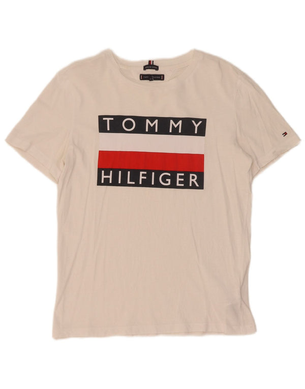 Tommy Hilfiger Girls Graphic T-Shirt Top 13-14 Years White Colourblock
