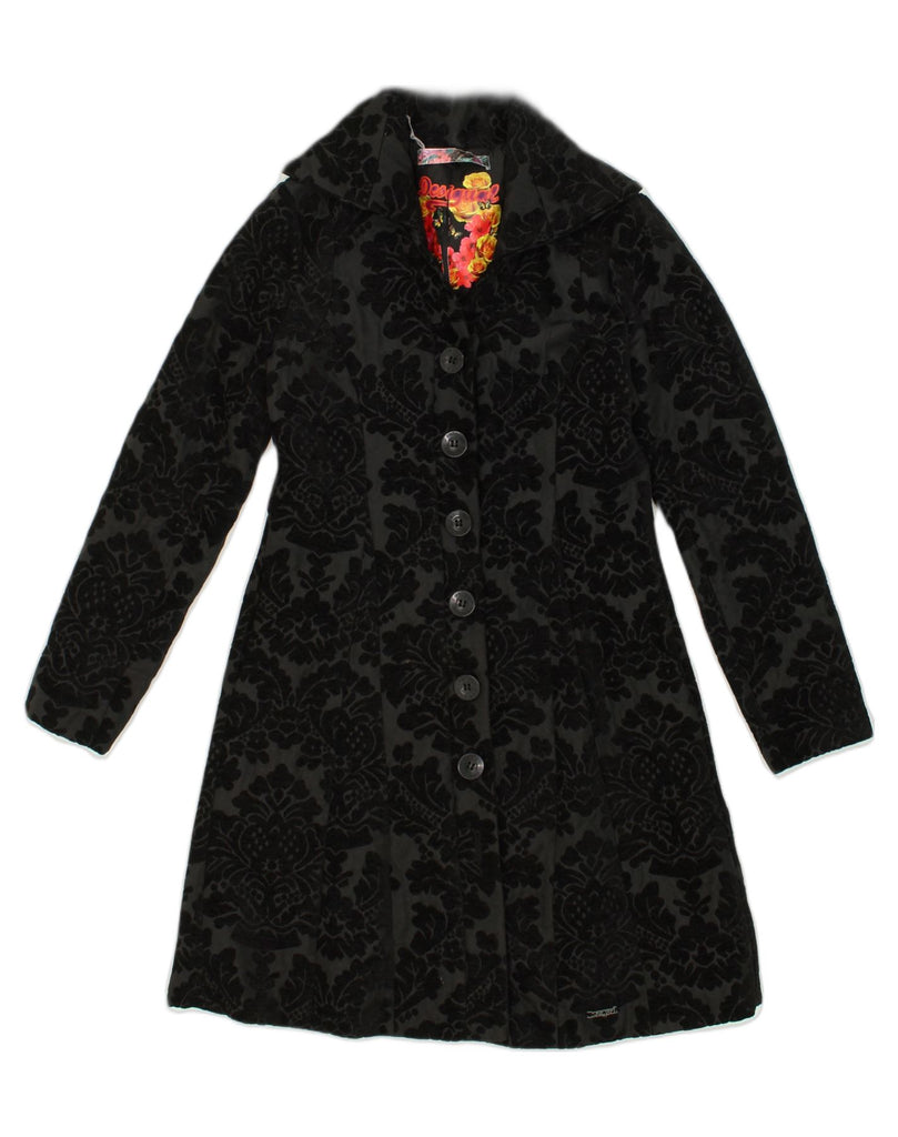 DESIGUAL Womens Overcoat EU 38 Medium Black Paisley Polyester | Vintage Desigual | Thrift | Second-Hand Desigual | Used Clothing | Messina Hembry 