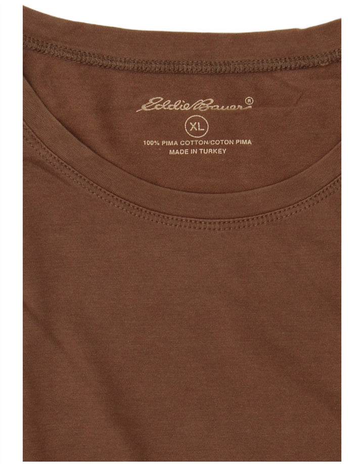 EDDIE BAUER Mens T-Shirt Top XL Brown Cotton