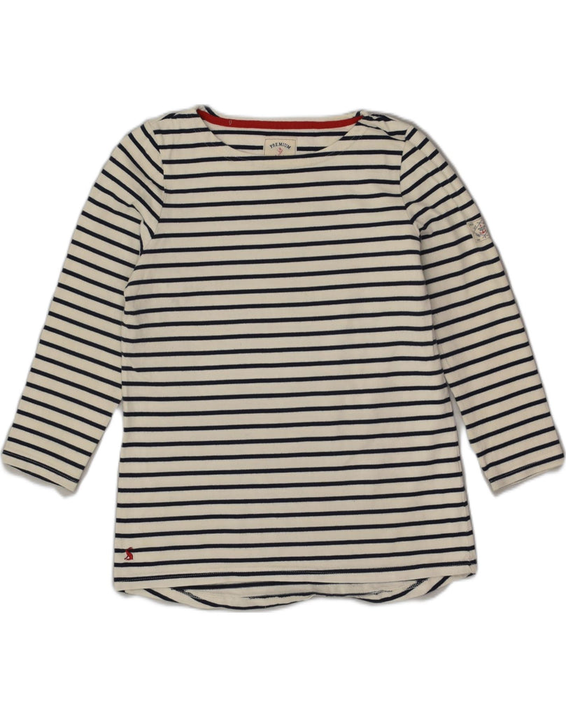 JOULES Womens Top Long Sleeve UK 10 Small White Striped Cotton Nautical | Vintage Joules | Thrift | Second-Hand Joules | Used Clothing | Messina Hembry 