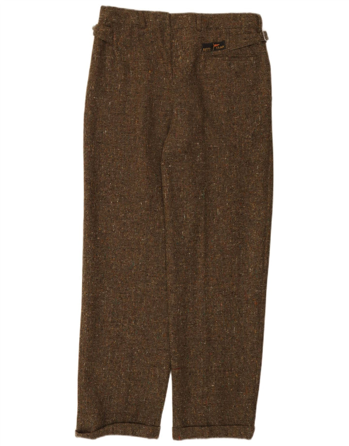 Ritt Mens Pegged Suit Trousers IT 48 Medium W32 L30 Khaki Flecked Wool