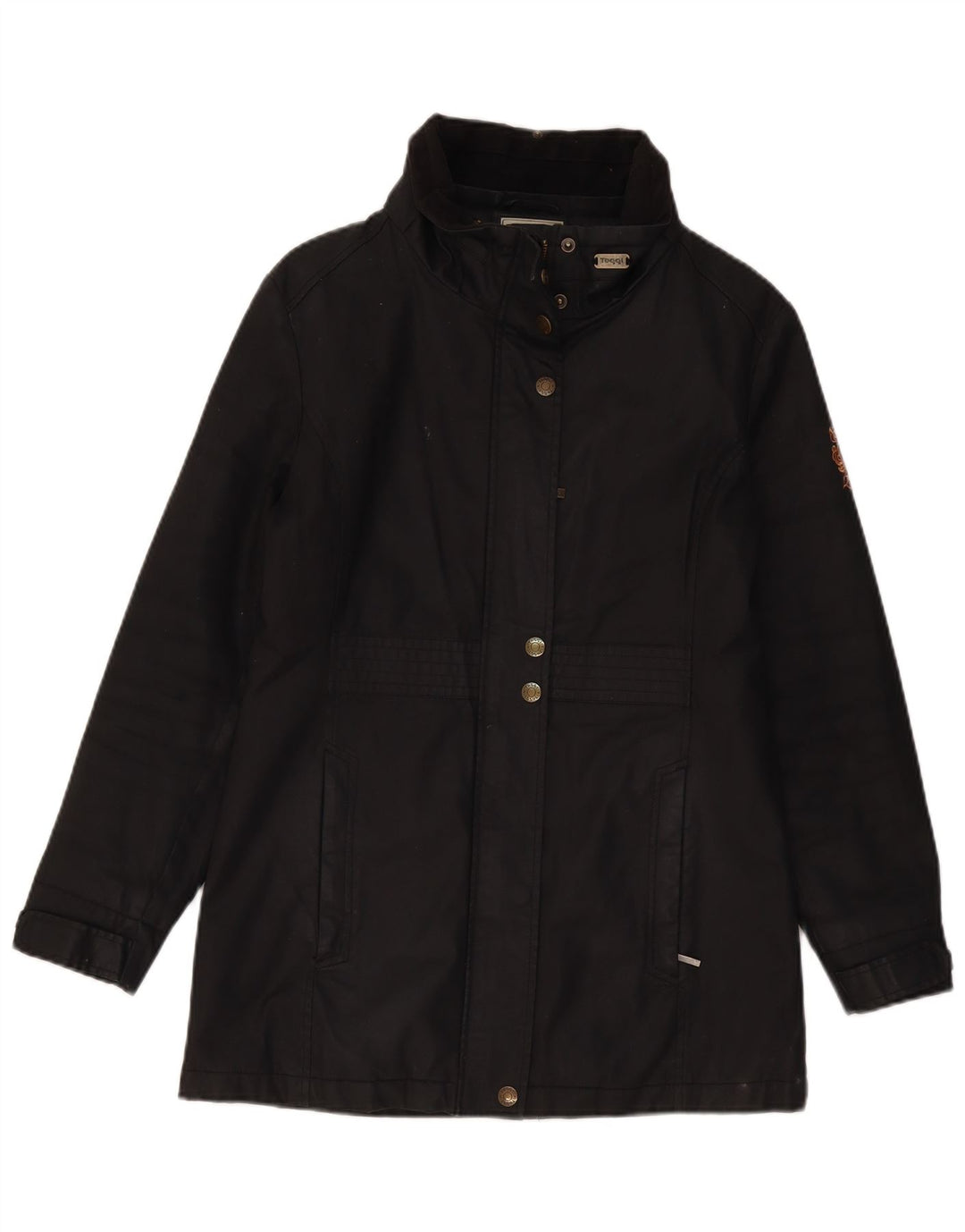 TOGGI Womens Overcoat UK 10 Small Black Cotton