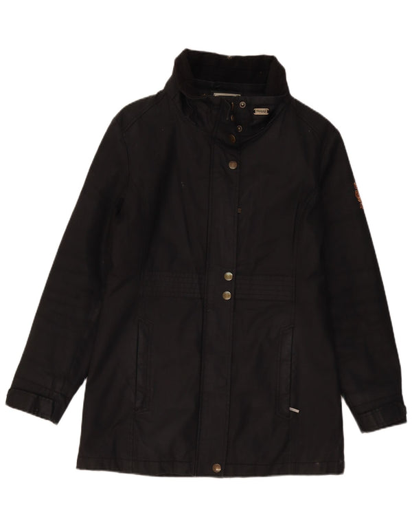 TOGGI Womens Overcoat UK 10 Small Black Cotton