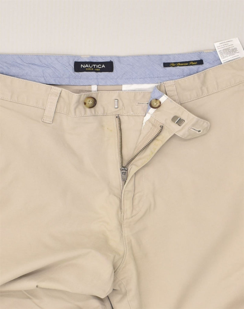 NAUTICA Mens The Beacon Pant Straight Chino Trousers W34 L32 Beige Cotton | Vintage Nautica | Thrift | Second-Hand Nautica | Used Clothing | Messina Hembry 