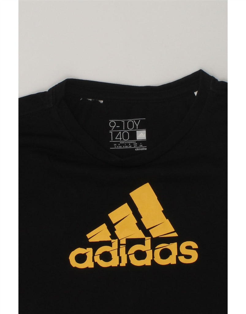 ADIDAS Boys Climalite Graphic T-Shirt Top 9-10 Years Black | Vintage Adidas | Thrift | Second-Hand Adidas | Used Clothing | Messina Hembry 