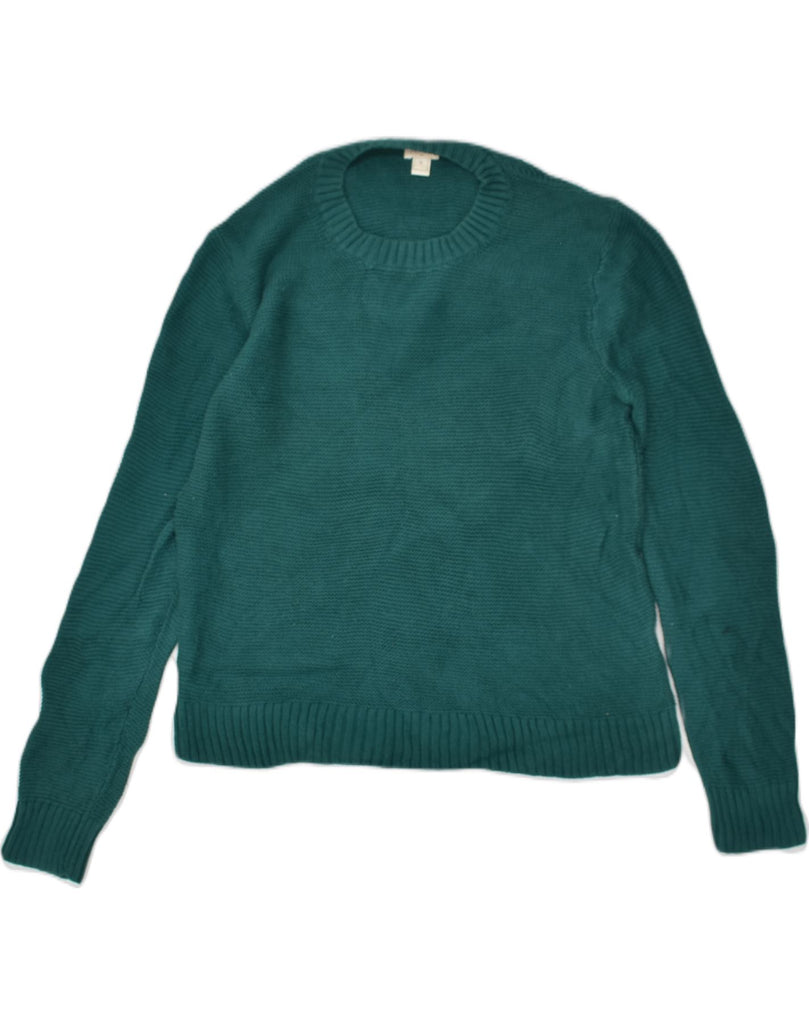 J. CREW Womens Crew Neck Jumper Sweater UK 14 Medium Green Cotton | Vintage J. Crew | Thrift | Second-Hand J. Crew | Used Clothing | Messina Hembry 