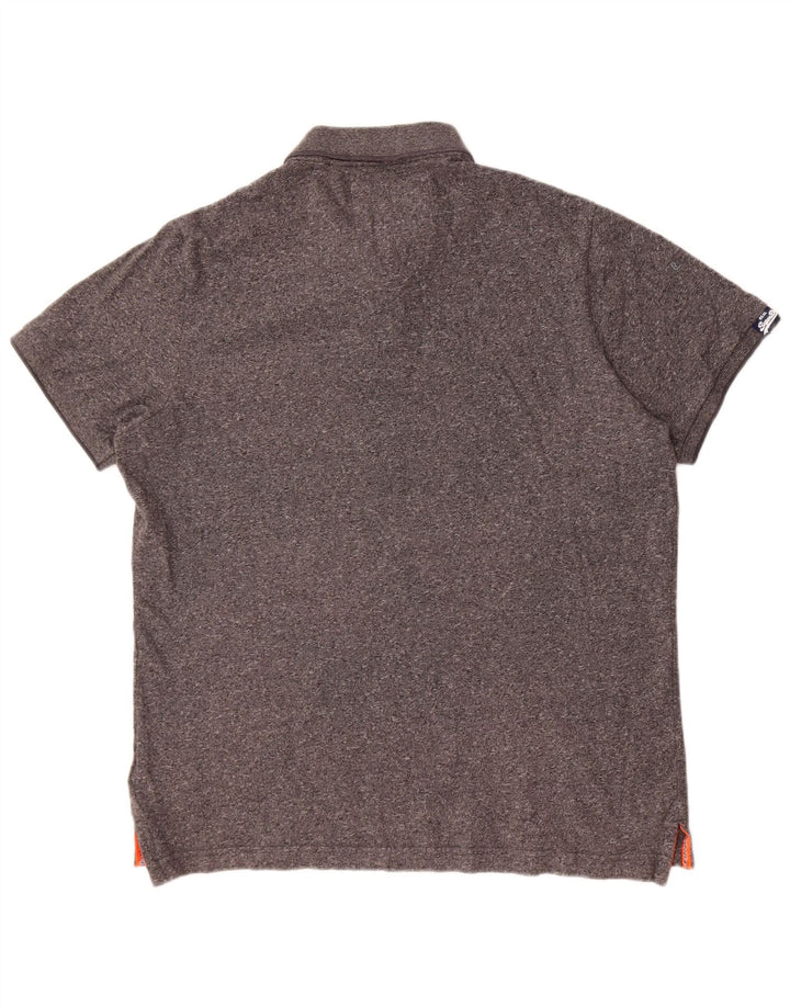Superdry Mens Polo Shirt 3XL Grey Flecked Cotton