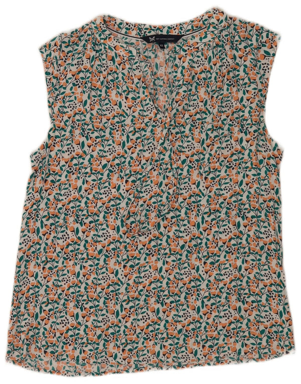 Crew Clothing Womens Sleeveless Blouse Top UK 10 Small White Floral Viscose