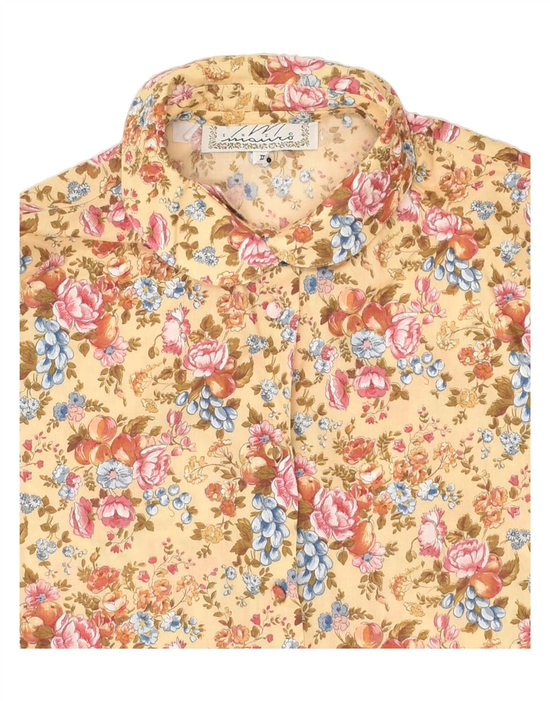 VINTAGE Womens Shirt UK 14 Medium Yellow Floral | Vintage Vintage | Thrift | Second-Hand Vintage | Used Clothing | Messina Hembry 