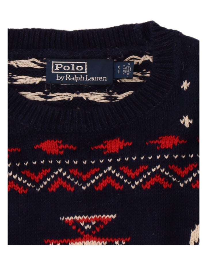 Polo Ralph Lauren Mens Crew Neck Jumper Sweater Small Navy Blue Skull
