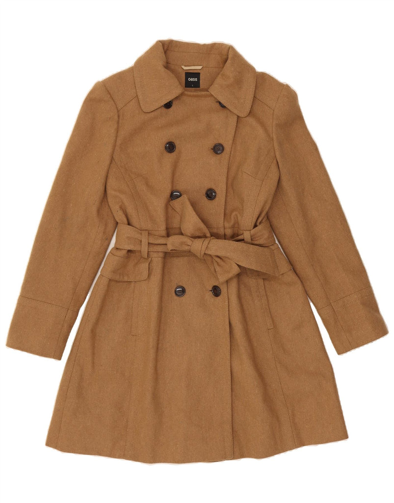 OASIS Womens Trench Coat UK 14 Large Brown Wool Vintage Oasis and Second-Hand Oasis from Messina Hembry 