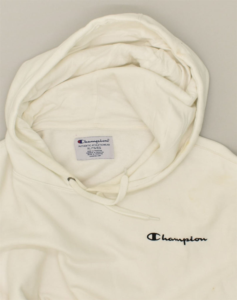 CHAMPION Mens Hoodie Jumper XL White Cotton | Vintage Champion | Thrift | Second-Hand Champion | Used Clothing | Messina Hembry 