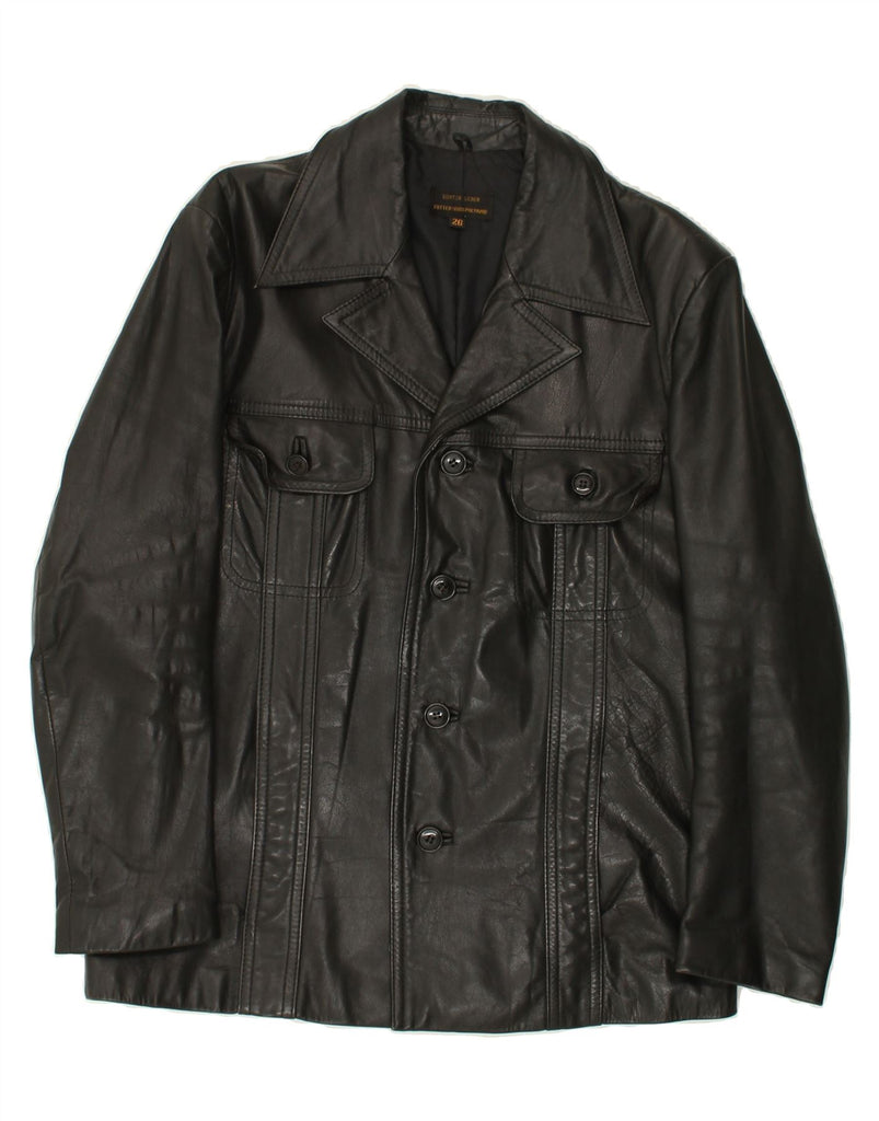 VINTAGE Mens Leather Jacket UK 38 Medium Black Leather | Vintage Vintage | Thrift | Second-Hand Vintage | Used Clothing | Messina Hembry 