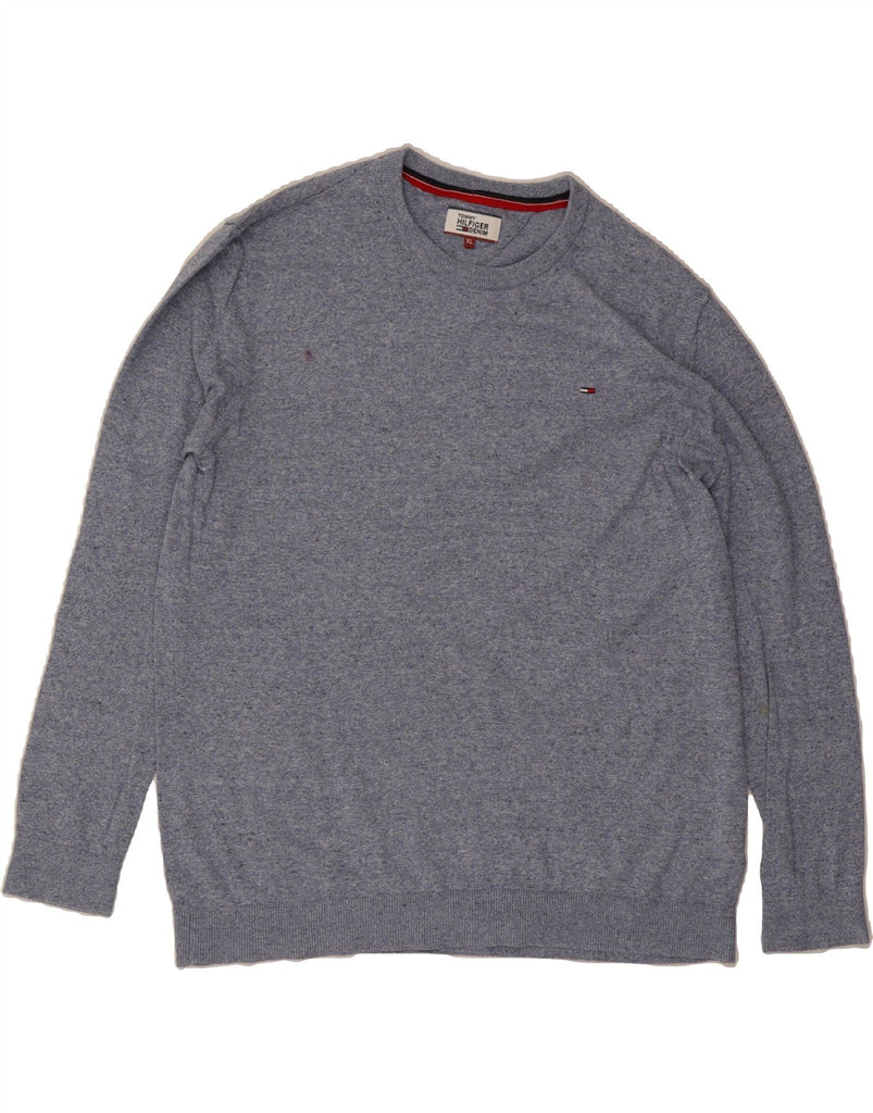 TOMMY HILFIGER Womens Crew Neck Jumper Sweater UK 18 XL Blue Flecked Vintage Tommy Hilfiger and Second-Hand Tommy Hilfiger from Messina Hembry 