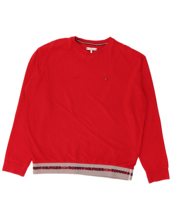 Tommy Hilfiger Mens Graphic Sweatshirt Jumper XL Red Colourblock Cotton