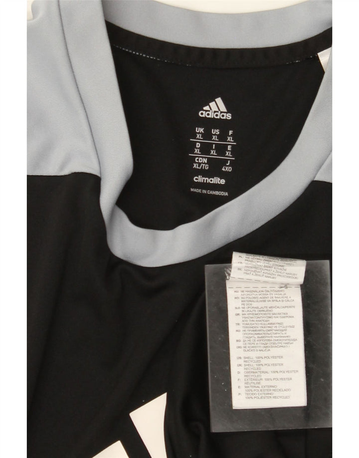ADIDAS Mens Climalite Graphic T-Shirt Top XL Black Colourblock Polyester