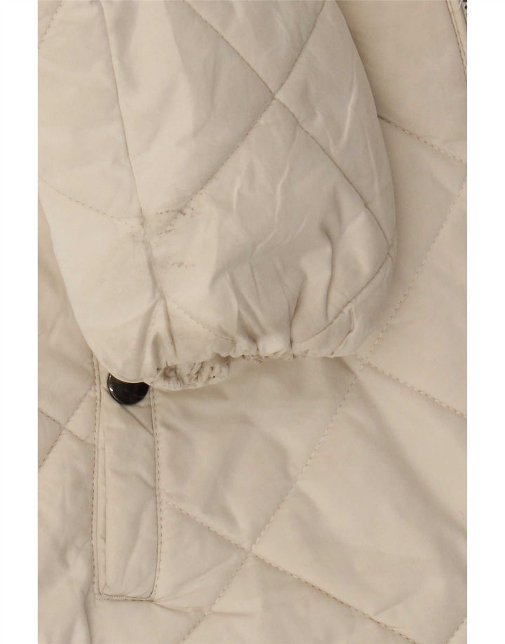 Marks & Spencer Womens Hooded Quilted Jacket UK 12 Medium White Polyester