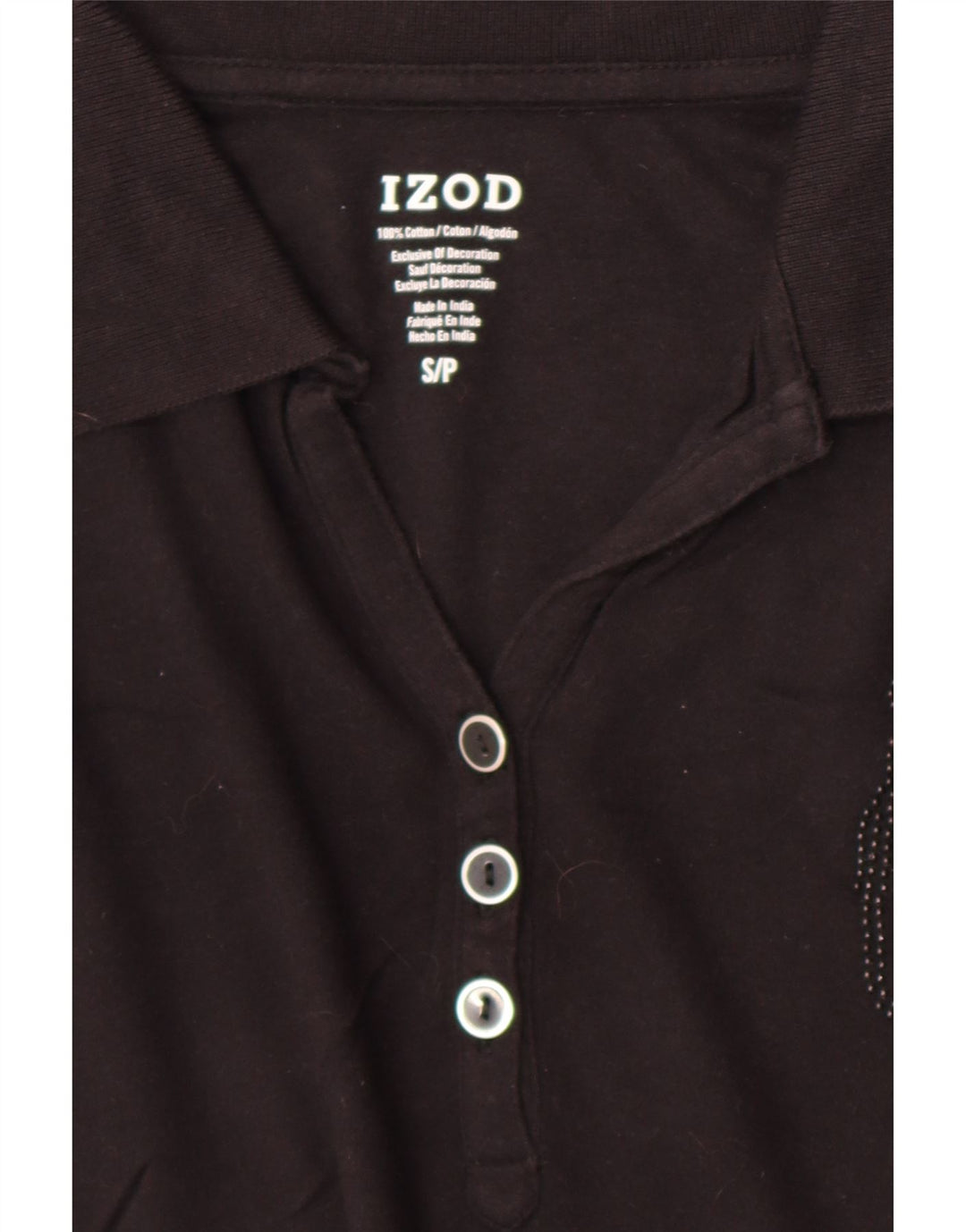 Izod Womens Polo Shirt UK 10 Small Black Cotton