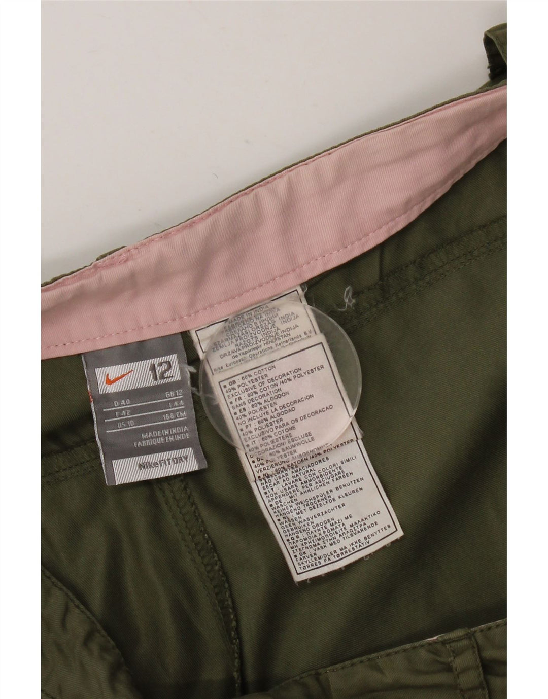 Nike Womens Chino Shorts UK 12 Medium W32  Khaki Cotton