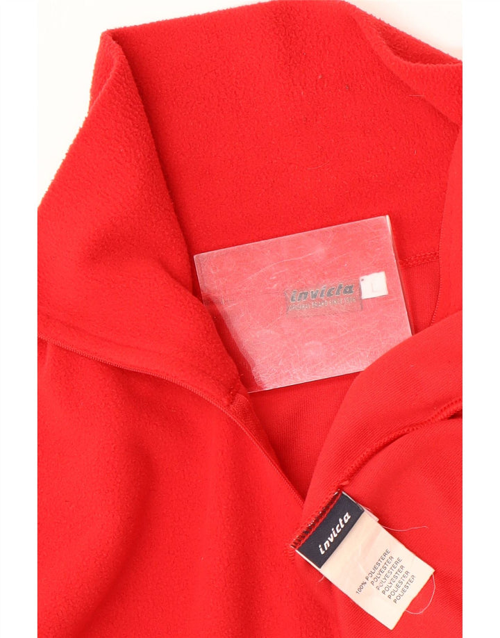 INVICTA Mens Zip Neck Fleece Jumper Large Red Polyester
