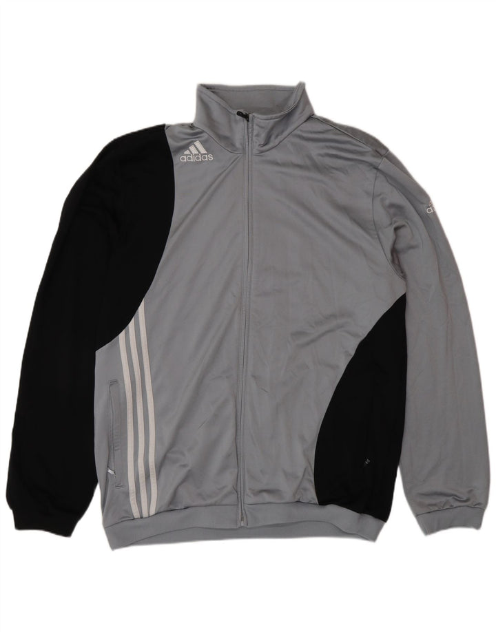 ADIDAS Mens Tracksuit Top Jacket UK 46/48 XL Grey Polyester