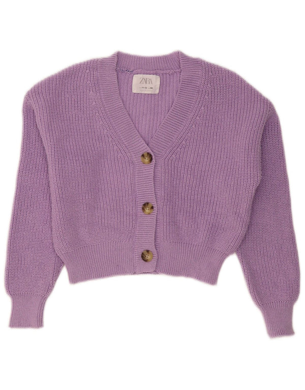 Zara Girls Crop Cardigan Sweater 11-12 Years Purple