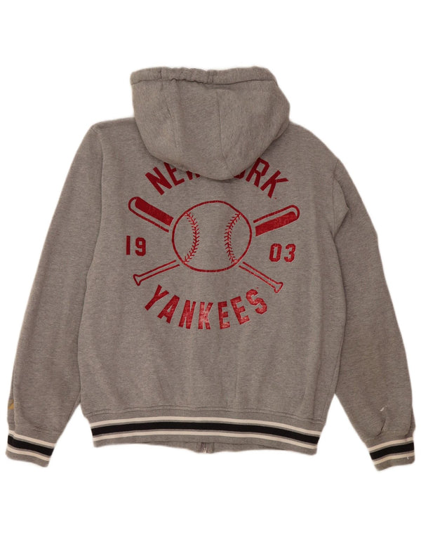 MAJESTIC Womens New York Yankees Zip Hoodie Sweater UK 14 Medium Grey