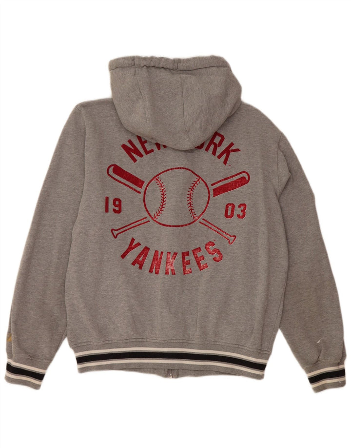 MAJESTIC Womens New York Yankees Zip Hoodie Sweater UK 14 Medium Grey
