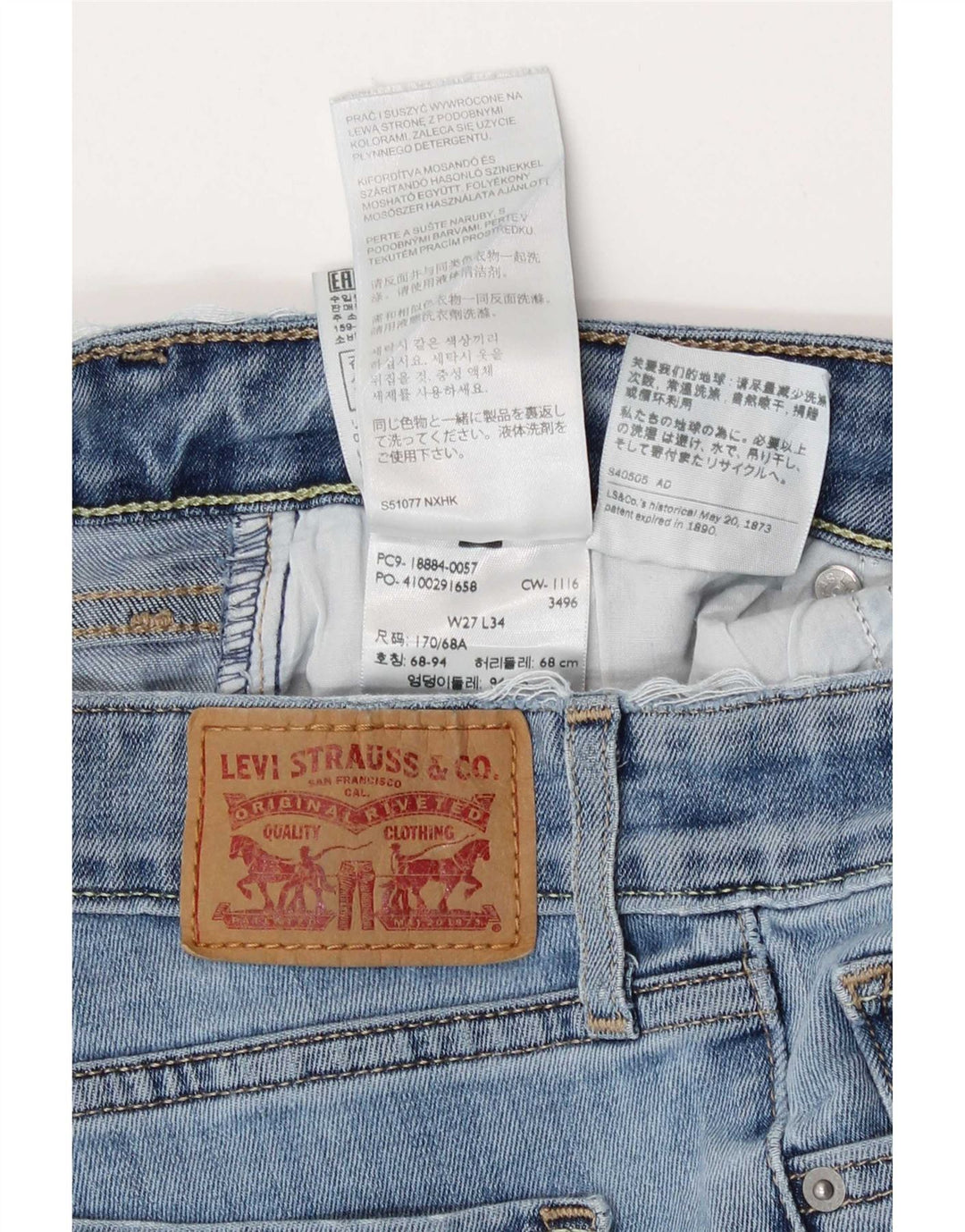 Levi's Womens 712 Slim Jeans W27 L34 Blue Cotton