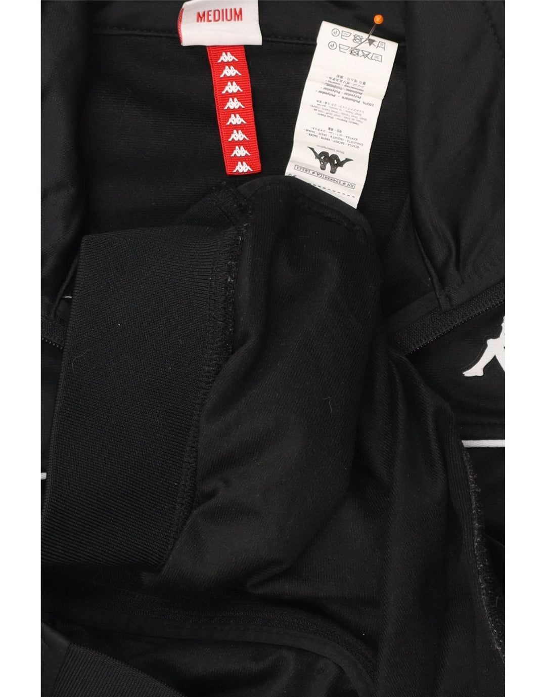 KAPPA Womens Graphic Tracksuit Top Jacket UK 14 Medium Black Colourblock