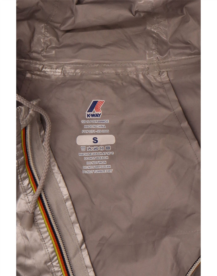 K-WAY Womens Loose Fit Hooded Rain Jacket UK 10 Small Silver Polyamide