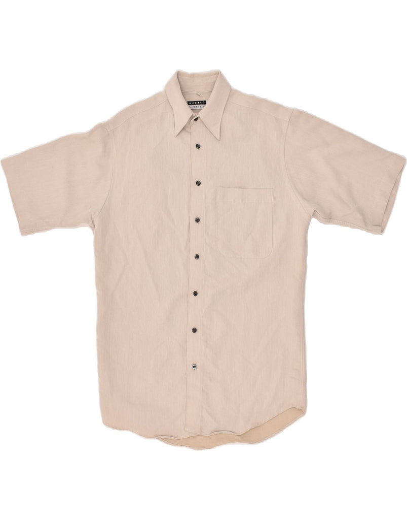 ANGELO LITRICO Mens Short Sleeve Shirt Size 37 38 14 1/2 Small Beige | Vintage Angelo Litrico | Thrift | Second-Hand Angelo Litrico | Used Clothing | Messina Hembry 