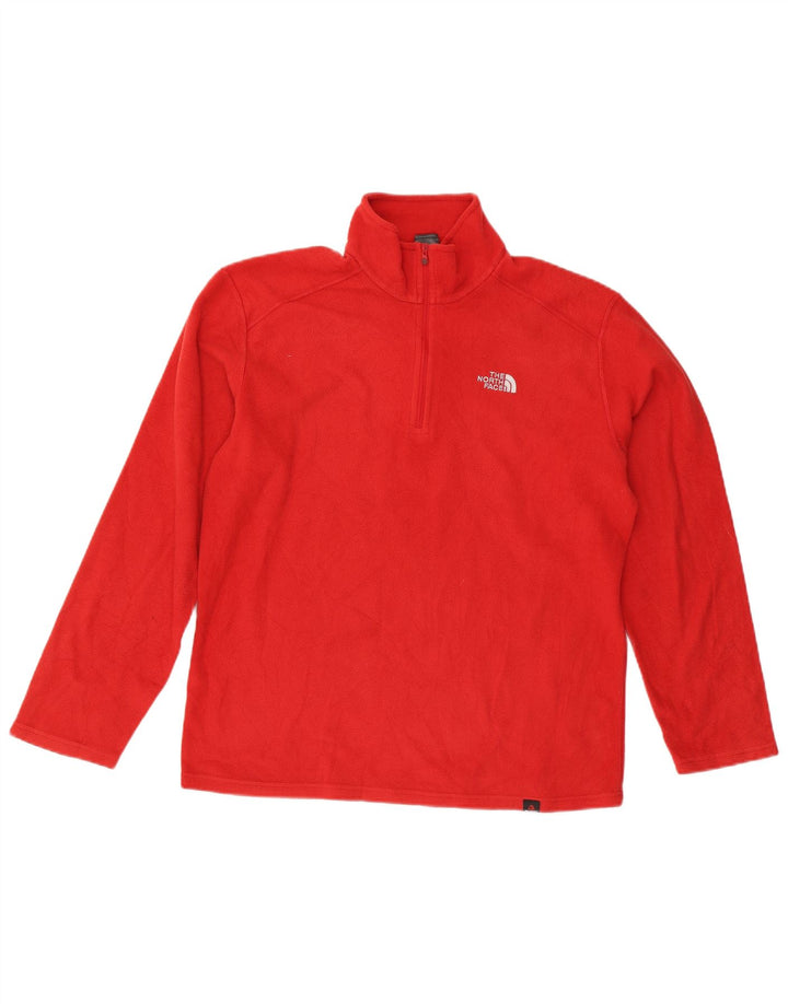 The North Face Mens Zip Neck Fleece Jumper Medium Red Polyester