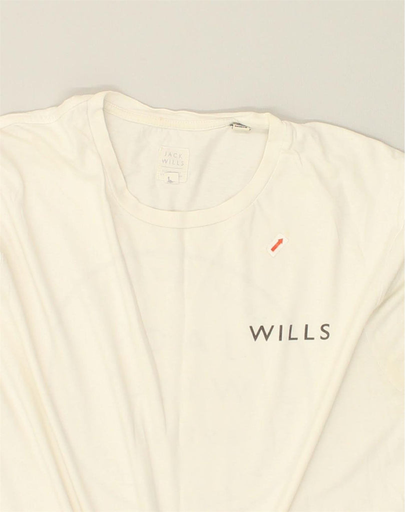 JACK WILLS Mens Graphic T-Shirt Top Medium White Cotton | Vintage Jack Wills | Thrift | Second-Hand Jack Wills | Used Clothing | Messina Hembry 