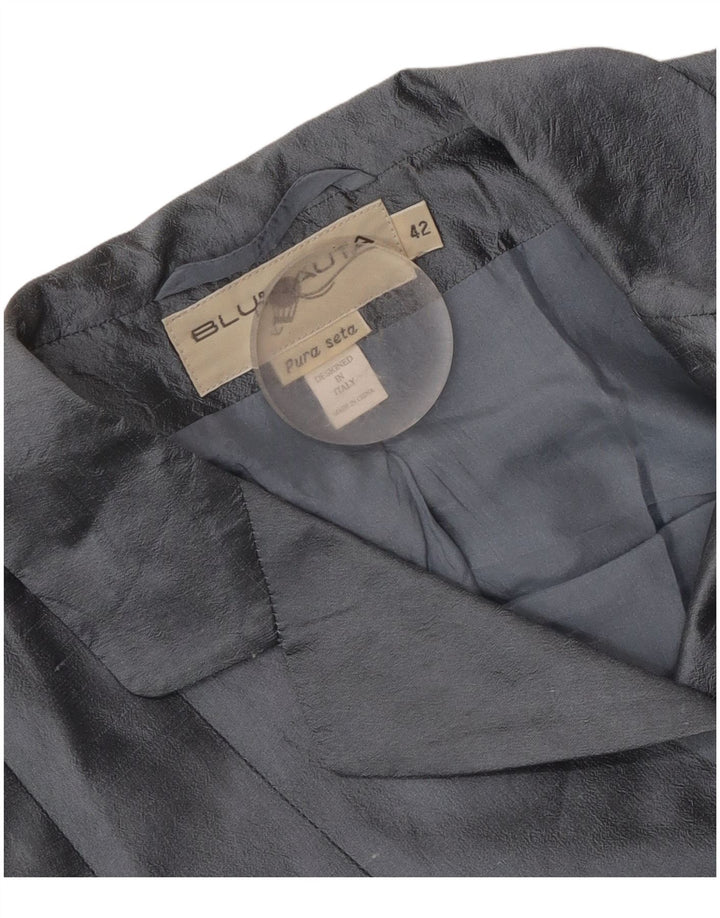 Blunauta Womens Crop 6 Button Blazer Jacket IT 42 Medium Grey Silk